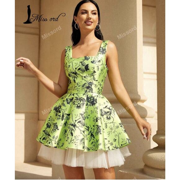 Miss Ord Fit Flare dress chartreuse Lime Black Floral Good Witch Rockabilly XL - Picture 2 of 16